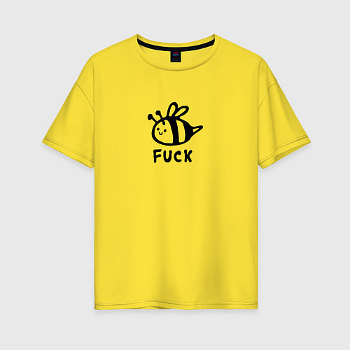 Женская футболка оверсайз Милая веселая пчелка улыбается f*ck / Желтый – фото 1
