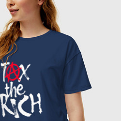 Футболка оверсайз женская Tax the rich, цвет: тёмно-синий — фото 2