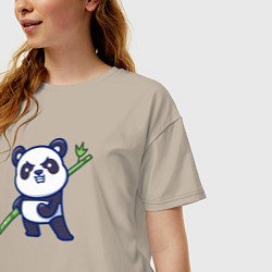 Футболка оверсайз женская Панда воин, цвет: миндальный — фото 2