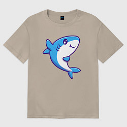 Футболка оверсайз женская Дружелюбная акула, цвет: миндальный