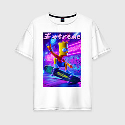 Футболка оверсайз женская Bart Simpson on a skateboard - extreme ai art, цвет: белый