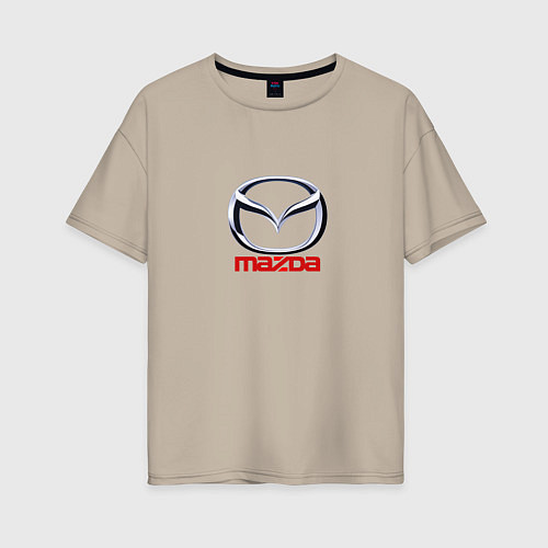 Женская футболка оверсайз Mazda logo / Миндальный – фото 1