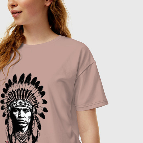 Женская футболка оверсайз Дух свободы в сердце / Пыльно-розовый – фото 3