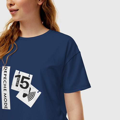 Женская футболка оверсайз Depeche Mode - Little fifteen / Тёмно-синий – фото 3