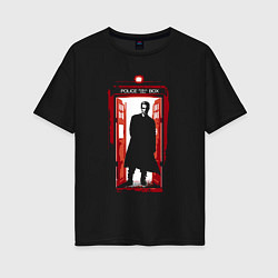 Футболка оверсайз женская Tardis red, цвет: черный