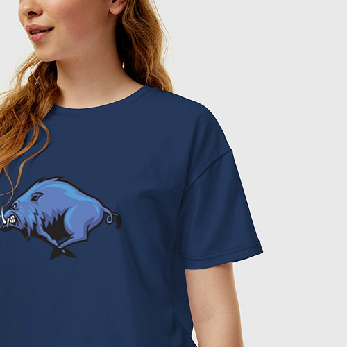 Женская футболка оверсайз Синий кабан / Тёмно-синий – фото 3