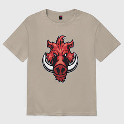 Футболка оверсайз женская Красный кабанчик, цвет: миндальный