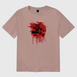 Футболка оверсайз женская Жуткий Шут танцует в красных брызгах, цвет: пыльно-розовый