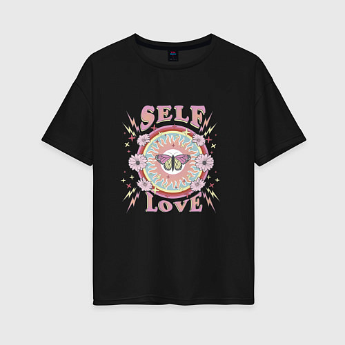 Женская футболка оверсайз Любовь к себе / Черный – фото 1