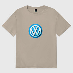 Футболка оверсайз женская Volkswagen logo blue, цвет: миндальный