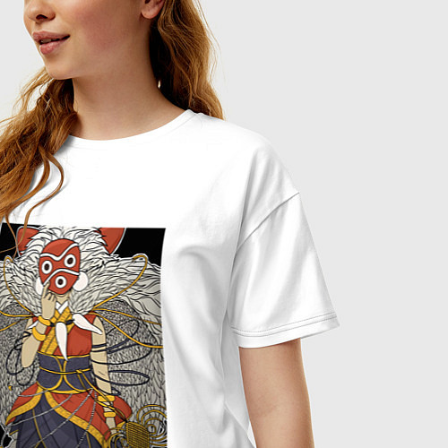 Женская футболка оверсайз Принцесса Мононоке Сан волчье дитя / Белый – фото 3