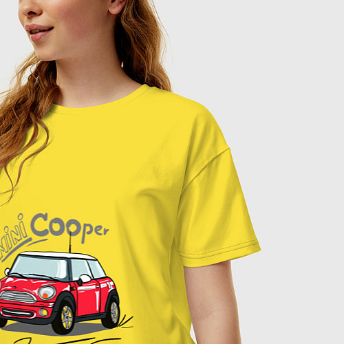 Женская футболка оверсайз Mini Cooper / Желтый – фото 3