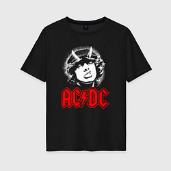 Футболка оверсайз женская ACDC Angus Young rock, цвет: черный