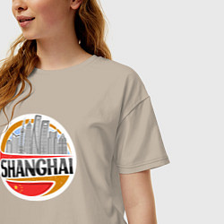 Футболка оверсайз женская Шанхай Китай, цвет: миндальный — фото 2