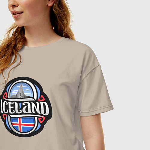 Женская футболка оверсайз Iceland / Миндальный – фото 3