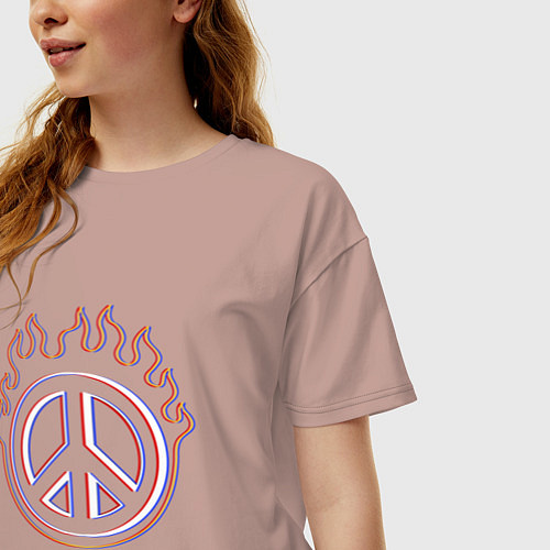 Женская футболка оверсайз Пламя мира / Пыльно-розовый – фото 3