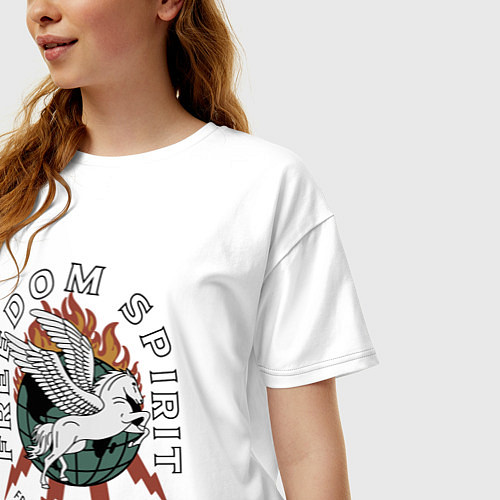 Женская футболка оверсайз Свободный дух арт / Белый – фото 3