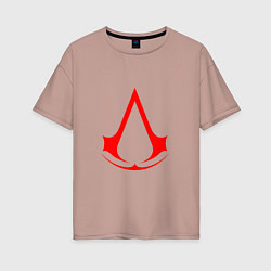 Футболка оверсайз женская Red logo of assassins, цвет: пыльно-розовый