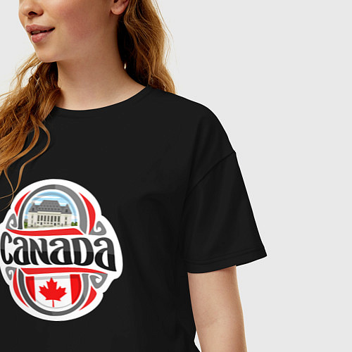 Женская футболка оверсайз Canada country / Черный – фото 3