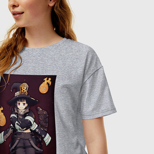 Женская футболка оверсайз Пламенная бригада пожарных Маки Одзэ / Меланж – фото 3