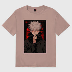 Футболка оверсайз женская Магическая битва Тогэ Инумаки, цвет: пыльно-розовый