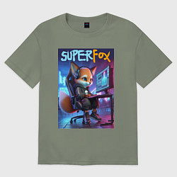 Футболка оверсайз женская Super fox gamer - ai art fantasy, цвет: авокадо