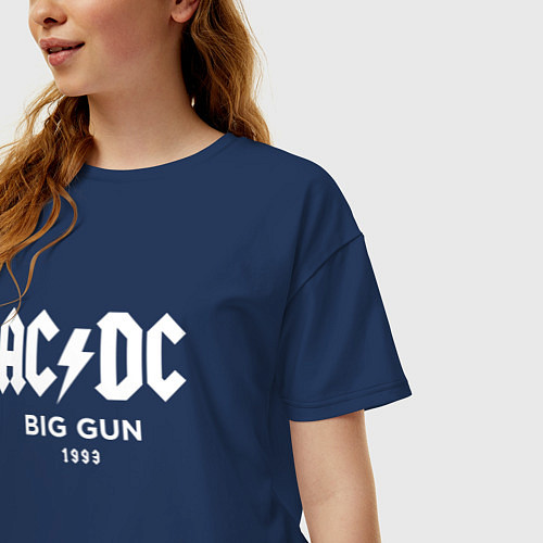 Женская футболка оверсайз AC DC - Big gun 1993 / Тёмно-синий – фото 3