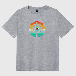 Футболка оверсайз женская Ретро пальма с большим глазом, цвет: меланж