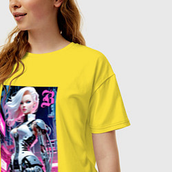 Футболка оверсайз женская Pretty Barbie blond - cyberpunk ai art, цвет: желтый — фото 2