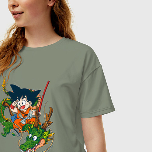 Женская футболка оверсайз Драконий жемчуг Гоку Сон / Авокадо – фото 3