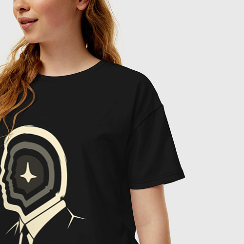 Женская футболка оверсайз Дикаприо - Начало / Черный – фото 3