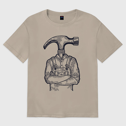 Женская футболка оверсайз Человек молоток / Миндальный – фото 1