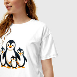 Футболка оверсайз женская Семья пингвинов, цвет: белый — фото 2