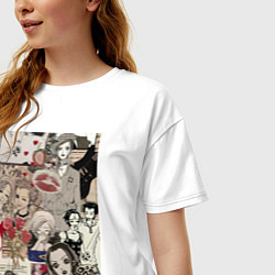 Футболка оверсайз женская Нана Осаки коллаж, цвет: белый — фото 2