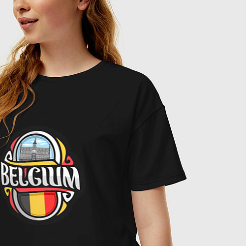 Женская футболка оверсайз Belgium / Черный – фото 3