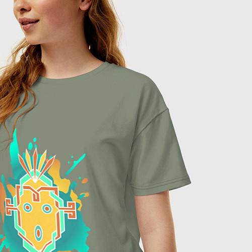 Женская футболка оверсайз Кричащая маска / Авокадо – фото 3