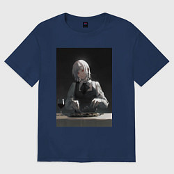 Футболка оверсайз женская Человек-бензопила Кига Демон Голода, цвет: тёмно-синий