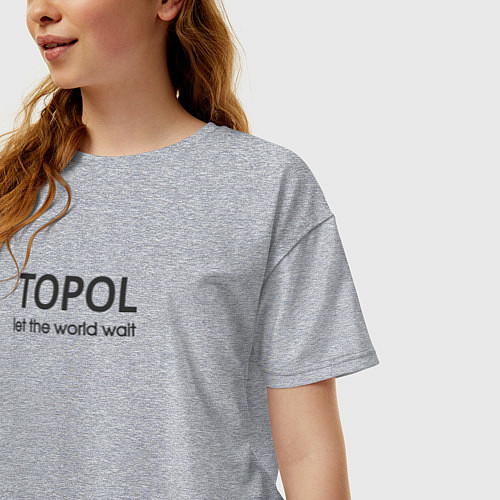 Женская футболка оверсайз Topol - тополь / Меланж – фото 3
