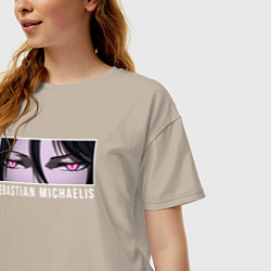 Футболка оверсайз женская Взгляд Себастьяна Михаэлис Темный дворецкий, цвет: миндальный — фото 2