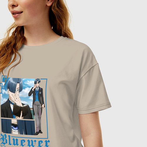 Женская футболка оверсайз Тёмный дворецкий Лоуренс Блуэр / Миндальный – фото 3