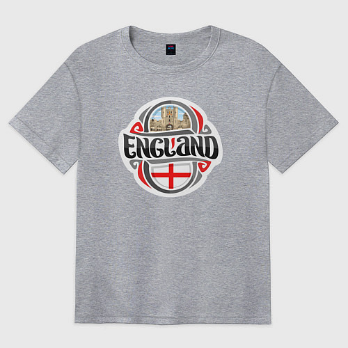 Женская футболка оверсайз England counry / Меланж – фото 1