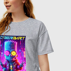 Футболка оверсайз женская Cyber Bart in metropolis - neon glow, цвет: меланж — фото 2