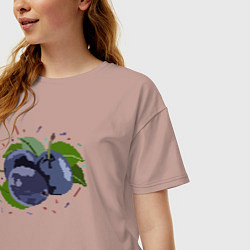 Футболка оверсайз женская Чернослив пиксель арт, цвет: пыльно-розовый — фото 2