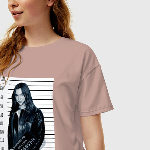 Женская футболка оверсайз Дуа Липа арестована / Пыльно-розовый – фото 3