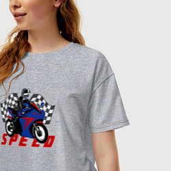 Футболка оверсайз женская Девушка и мотокросс, цвет: меланж — фото 2