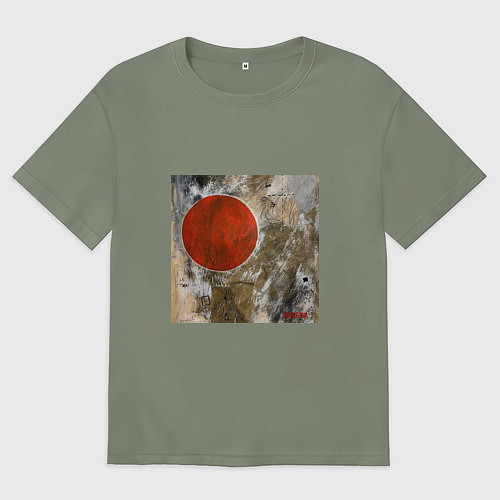 Женская футболка оверсайз Абстракция Красный Круг / Авокадо – фото 1