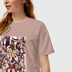 Футболка оверсайз женская Клинок, рассекающий демонов Гию Томиока коллаж, цвет: пыльно-розовый — фото 2