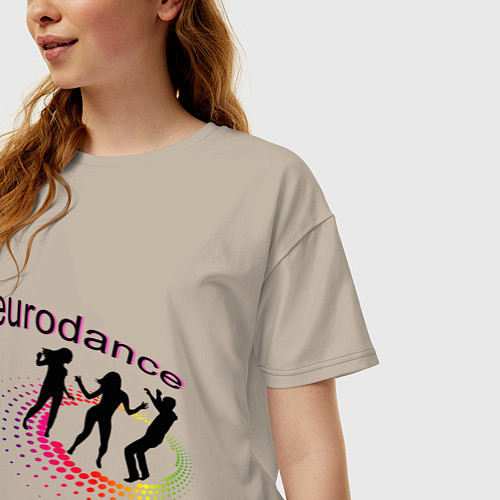 Женская футболка оверсайз Танцы евродэнс дискотека / Миндальный – фото 3