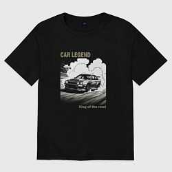 Футболка оверсайз женская Японский корч, цвет: черный