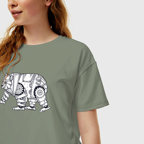 Женская футболка оверсайз Робот медведь / Авокадо – фото 3